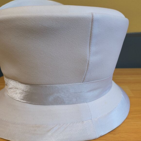 Women’s Tall White + Silver Studded Church Hat | Formal / Derby | One Size - Picture 4 of 7